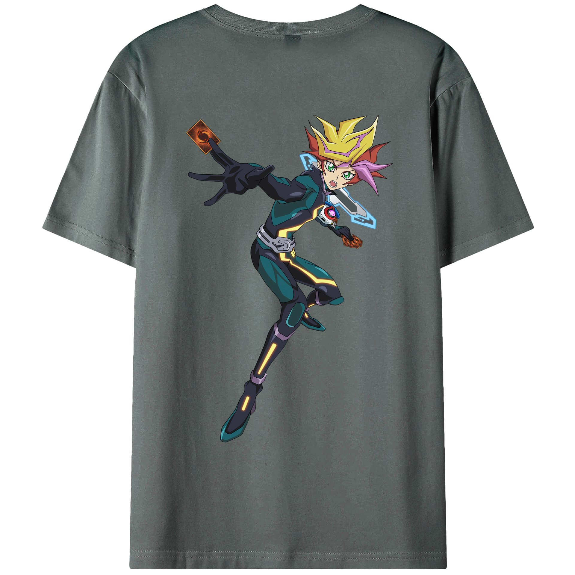 （画像用） 遊☆戯☆王 Yu-Gi-Oh! 綿100％ メンズ半袖Tシャツ（バックプリント） 通気性